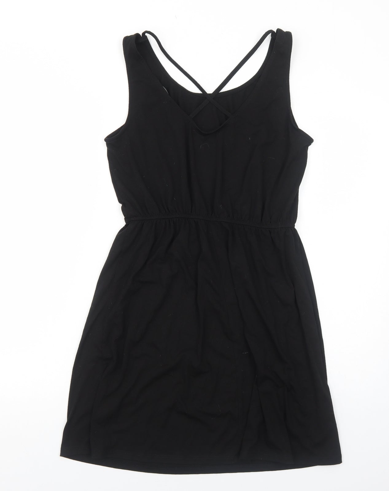 George Womens Black Polyester Skater Dress Size M Scoop Neck Pullover