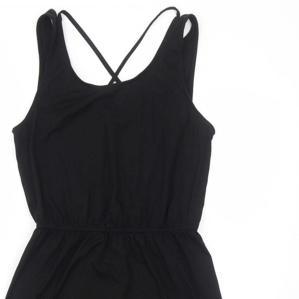 George Womens Black Polyester Skater Dress Size M Scoop Neck Pullover