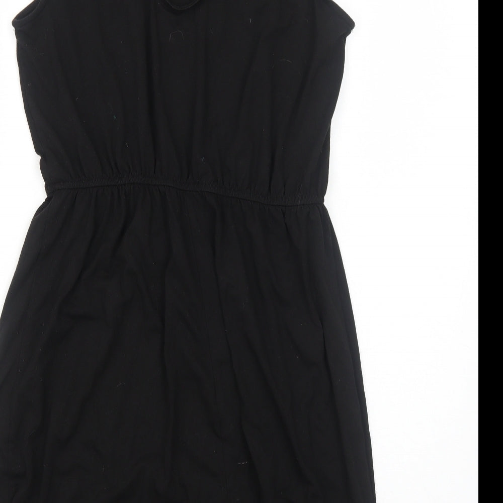 George Womens Black Polyester Skater Dress Size M Scoop Neck Pullover