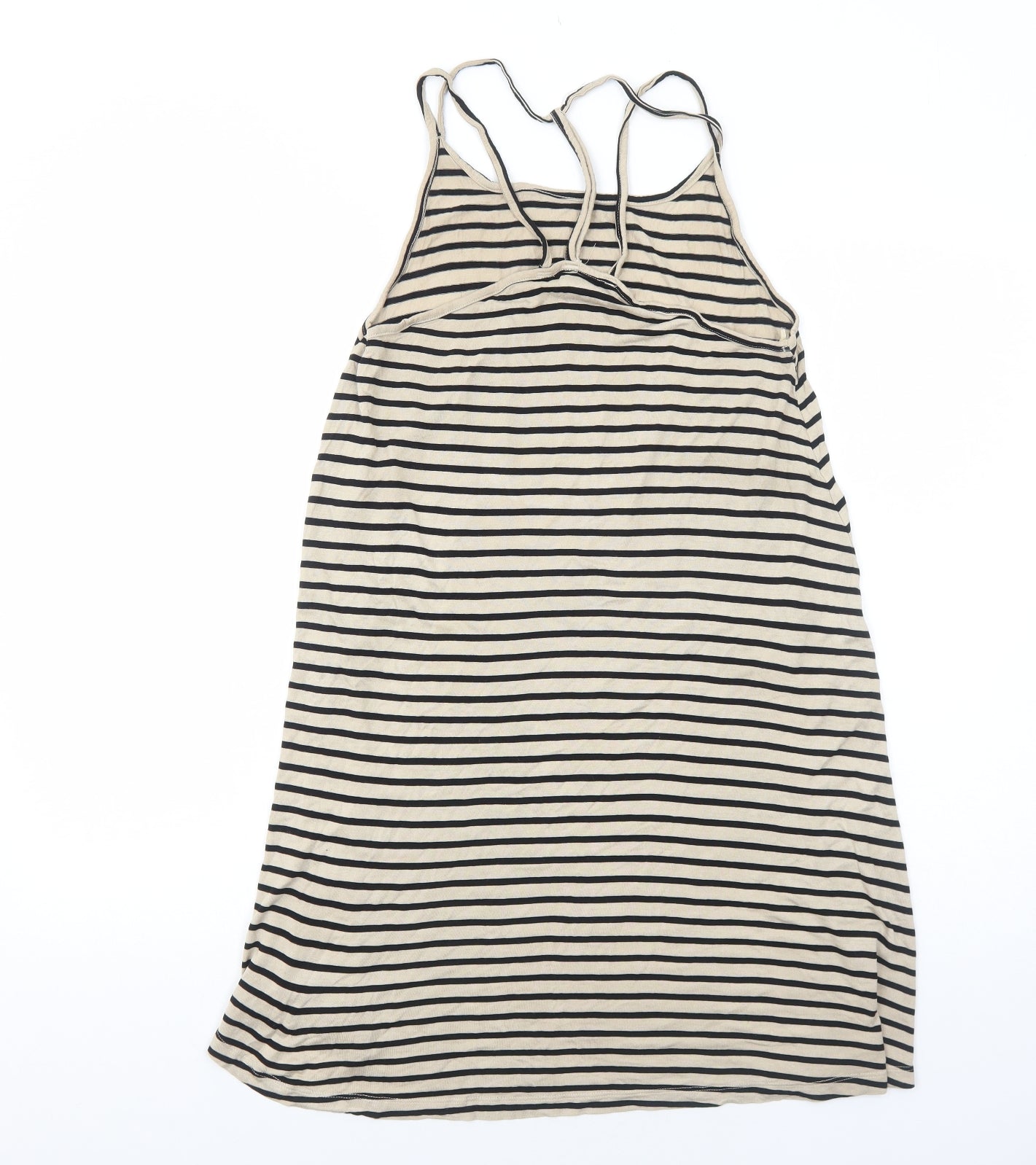 Primark Womens Brown Striped Viscose Trapeze & Swing Size 12 Scoop Neck Pullover