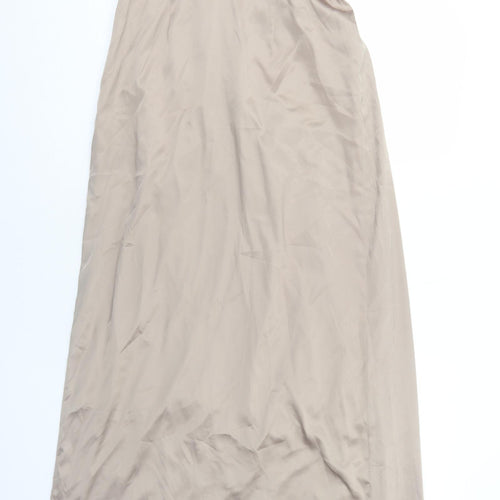 Debut Womens Brown Polyester A-Line Size 12 Off the Shoulder Zip