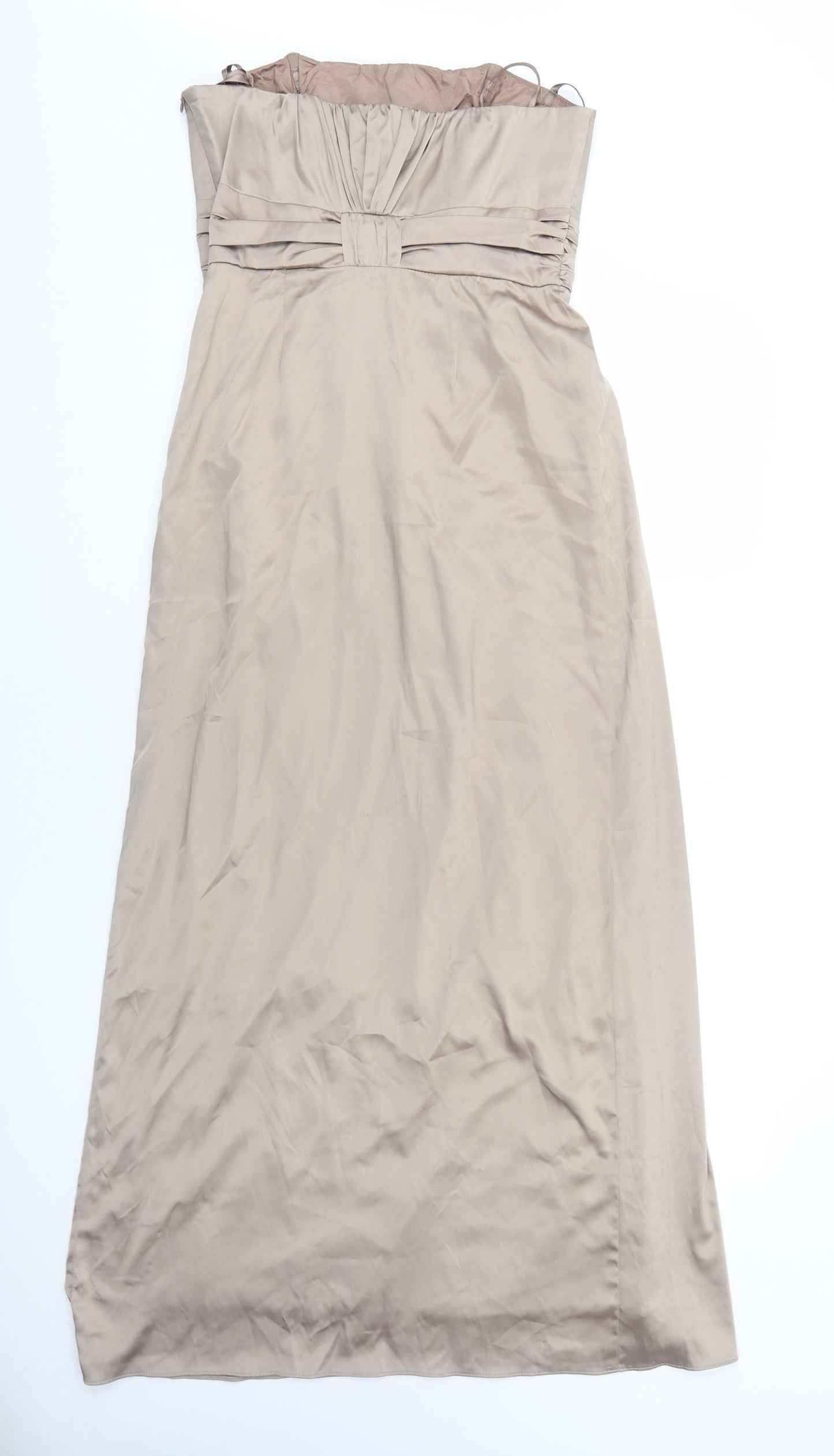 Debut Womens Brown Polyester A-Line Size 12 Off the Shoulder Zip