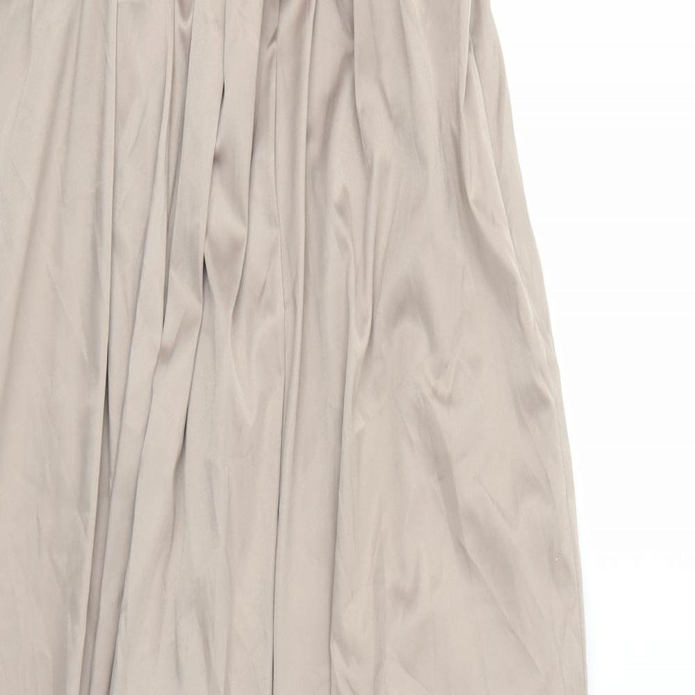 Debut Womens Brown Polyester A-Line Size 12 Off the Shoulder Zip