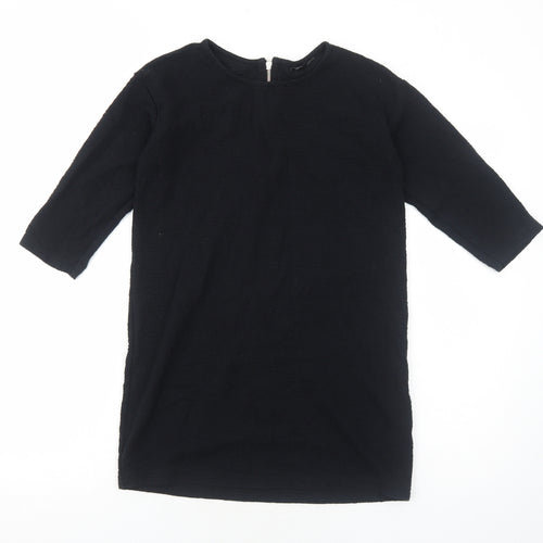 Topshop Womens Black Polyester A-Line Size 8 Round Neck Zip
