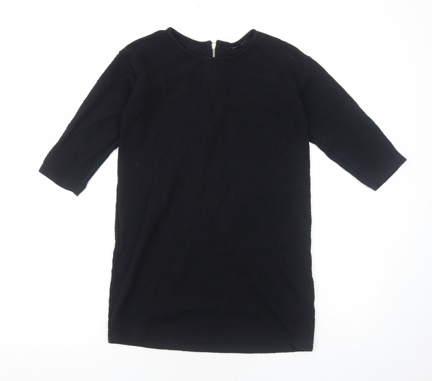 Topshop Womens Black Polyester A-Line Size 8 Round Neck Zip