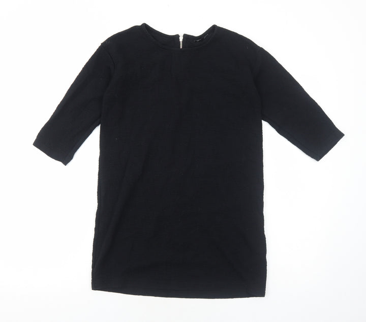 Topshop Womens Black Polyester A-Line Size 8 Round Neck Zip