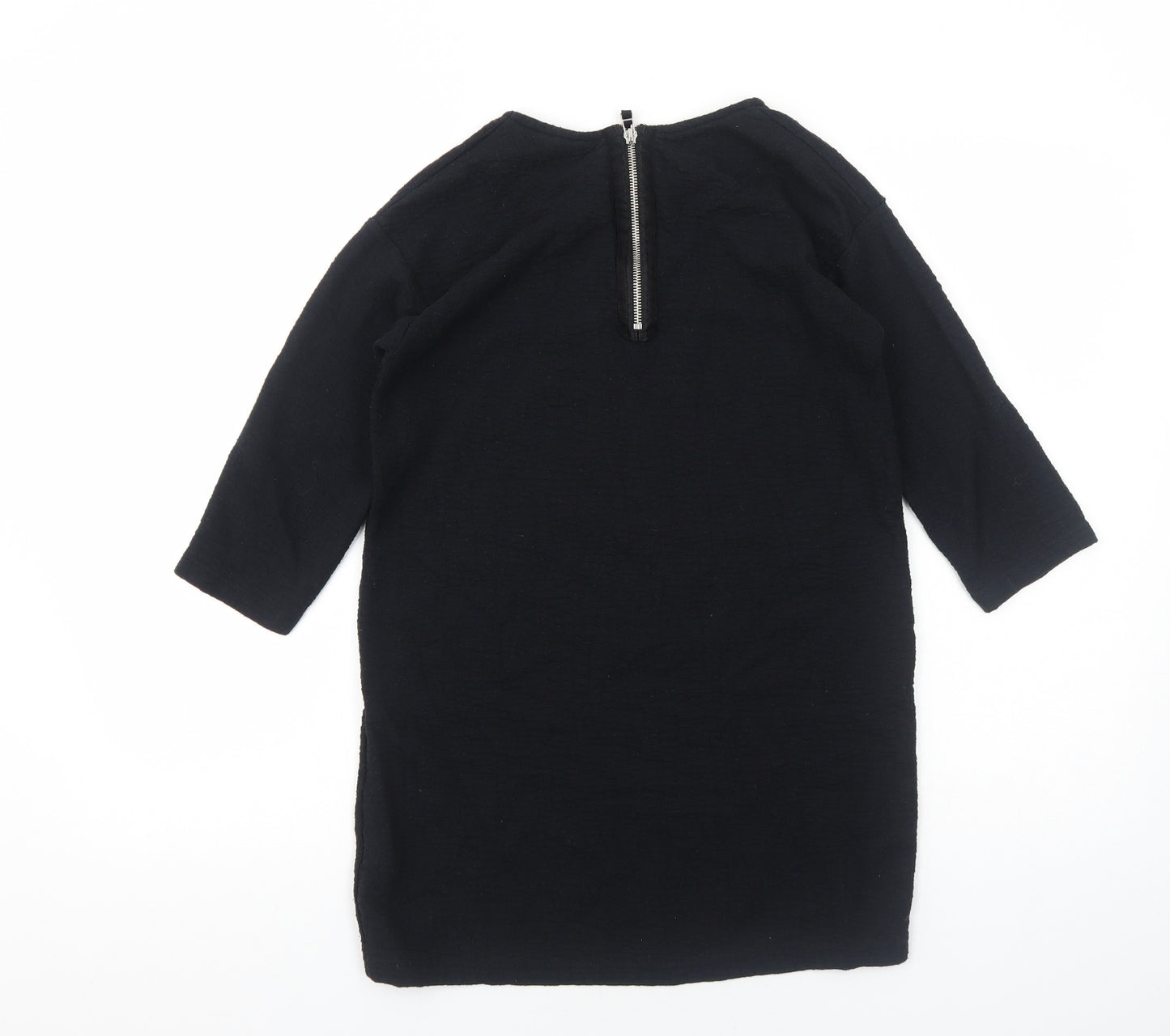 Topshop Womens Black Polyester A-Line Size 8 Round Neck Zip