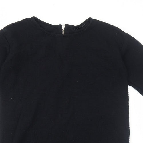 Topshop Womens Black Polyester A-Line Size 8 Round Neck Zip