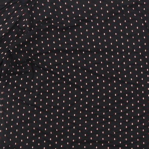 Principles Womens Black Geometric Viscose Basic Blouse Size 10 Scoop Neck - Sleeve Tie Detail