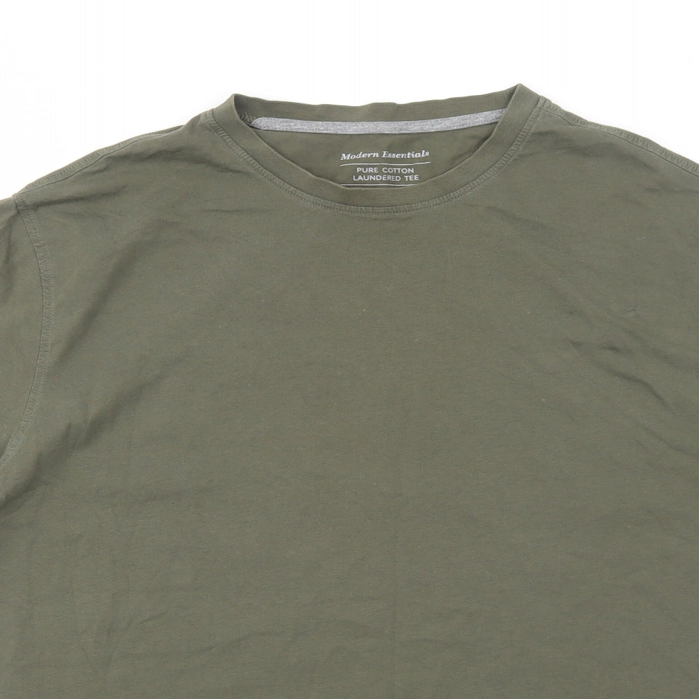 Marks and Spencer Mens Green Cotton T-Shirt Size L Round Neck
