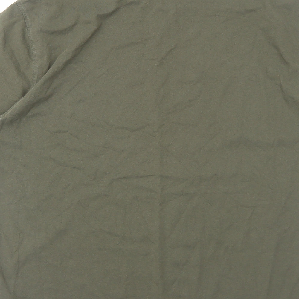 Marks and Spencer Mens Green Cotton T-Shirt Size L Round Neck