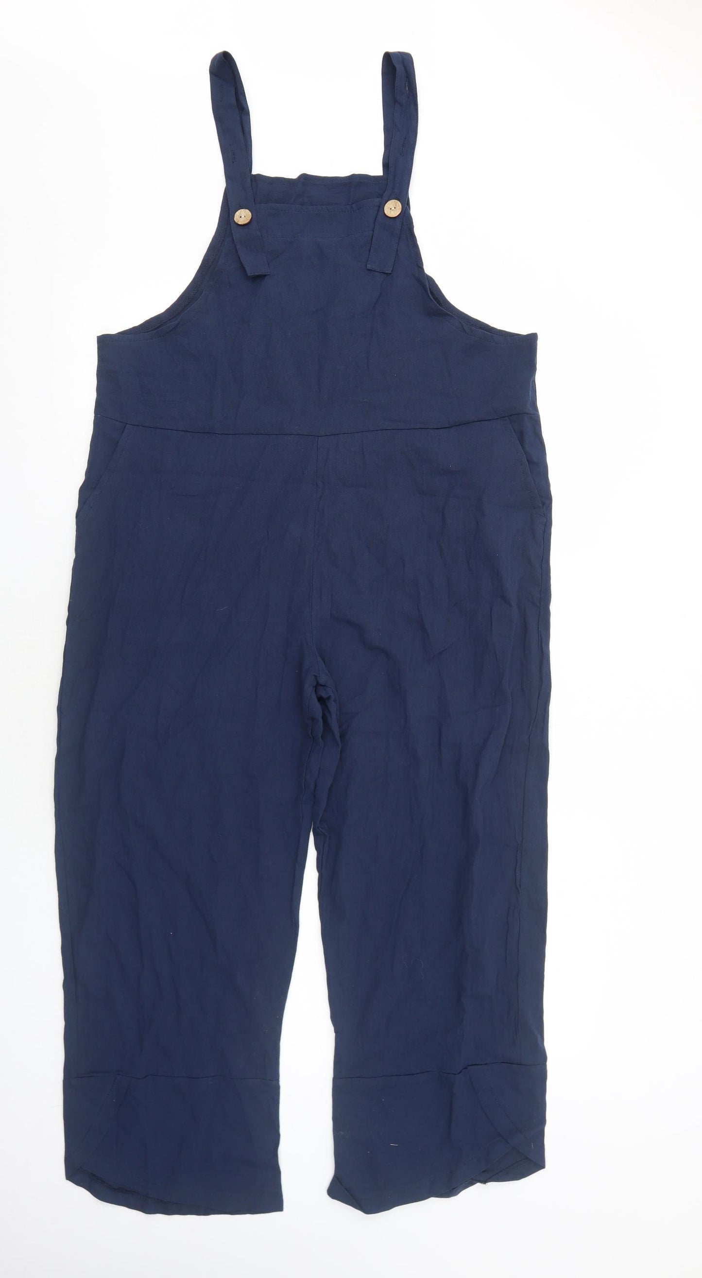 Preworn Womens Blue Cotton Jumpsuit One-Piece Size L Button