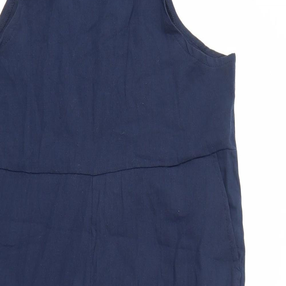 Preworn Womens Blue Cotton Jumpsuit One-Piece Size L Button
