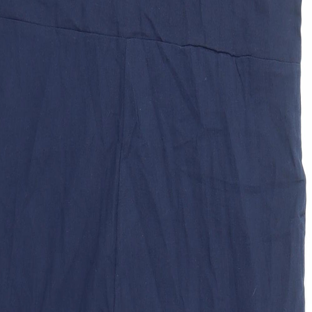 Preworn Womens Blue Cotton Jumpsuit One-Piece Size L Button