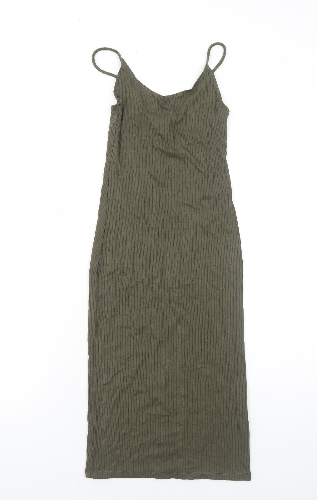 H&M Womens Green Cotton Tank Dress Size XS Round Neck Pullover