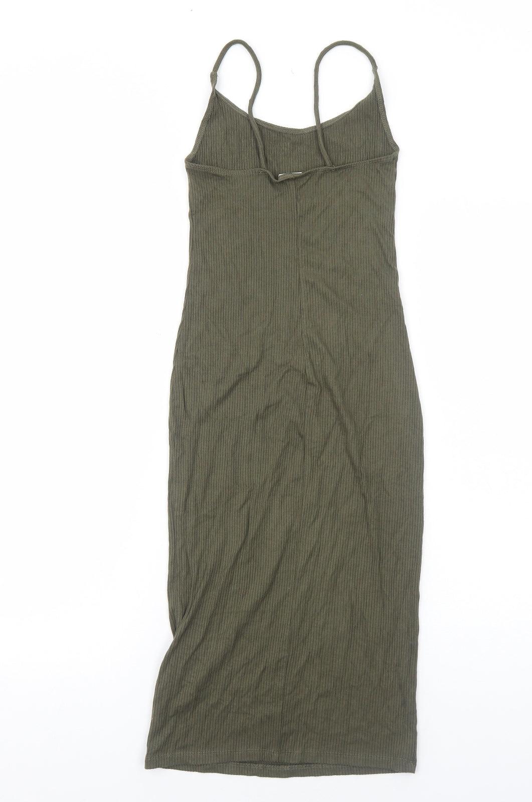 H&M Womens Green Cotton Tank Dress Size XS Round Neck Pullover