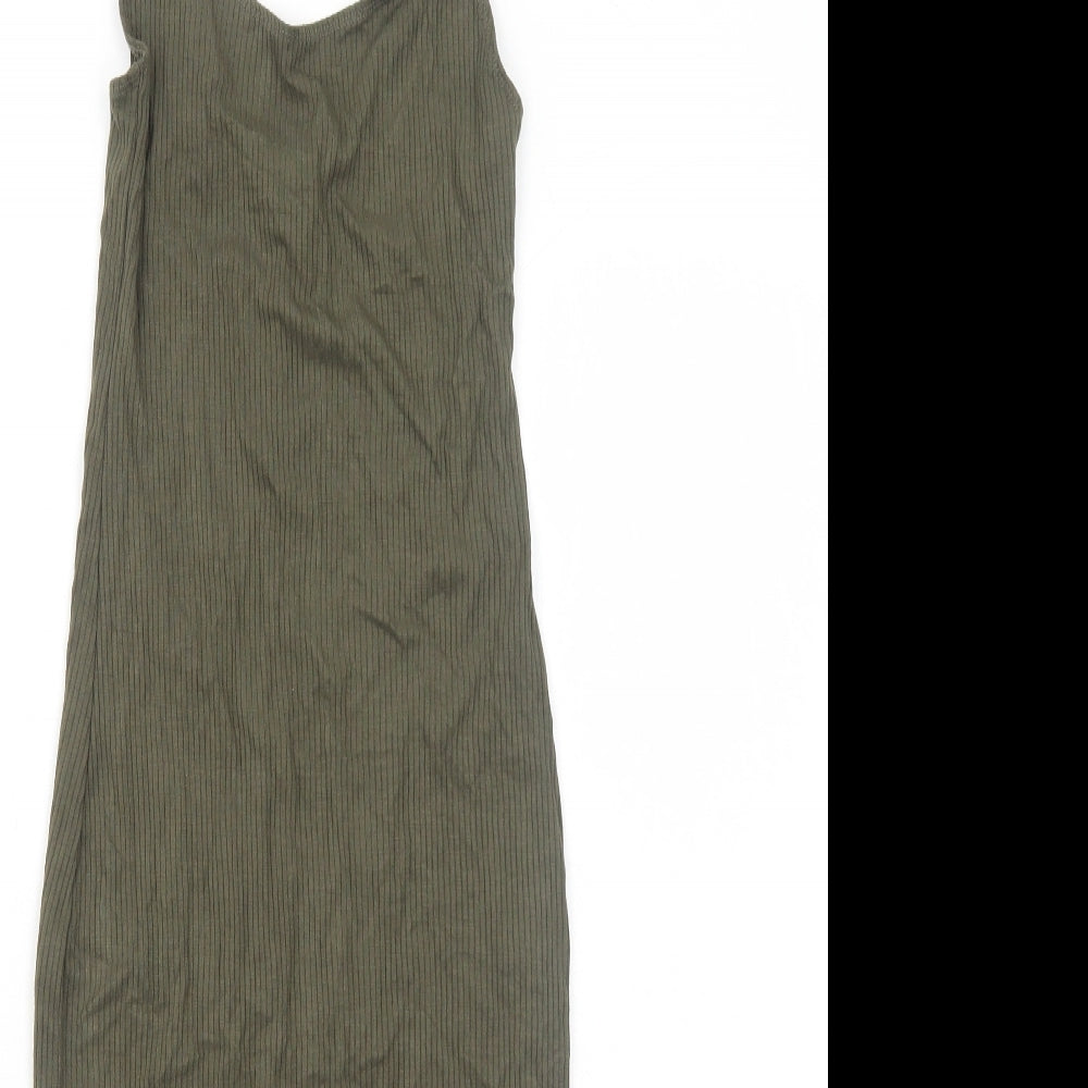 H&M Womens Green Cotton Tank Dress Size XS Round Neck Pullover