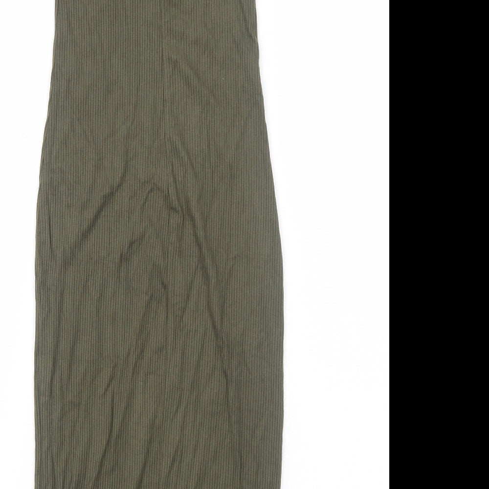 H&M Womens Green Cotton Tank Dress Size XS Round Neck Pullover