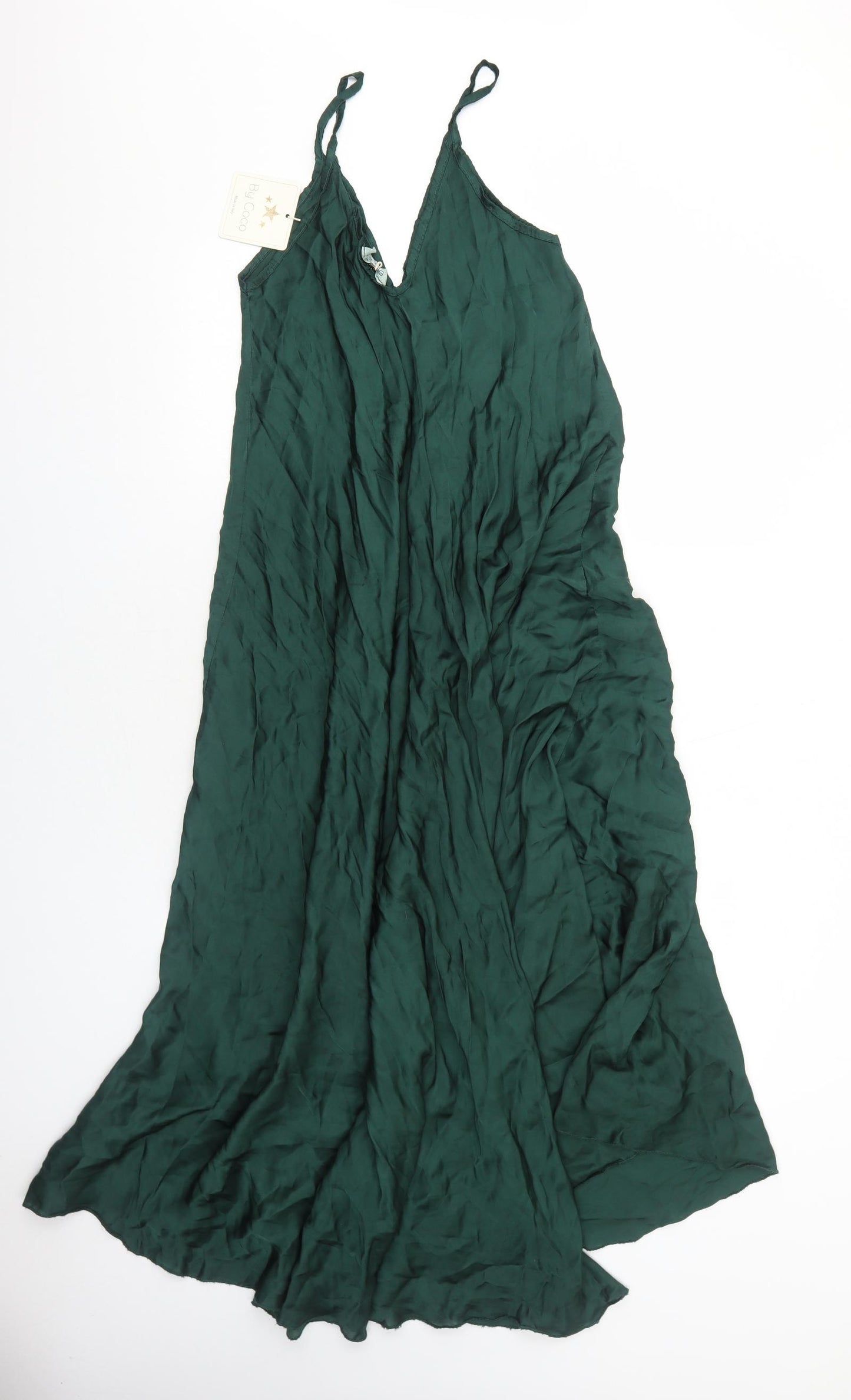 By Coco Womens Green Viscose A-Line Size L V-Neck Pullover