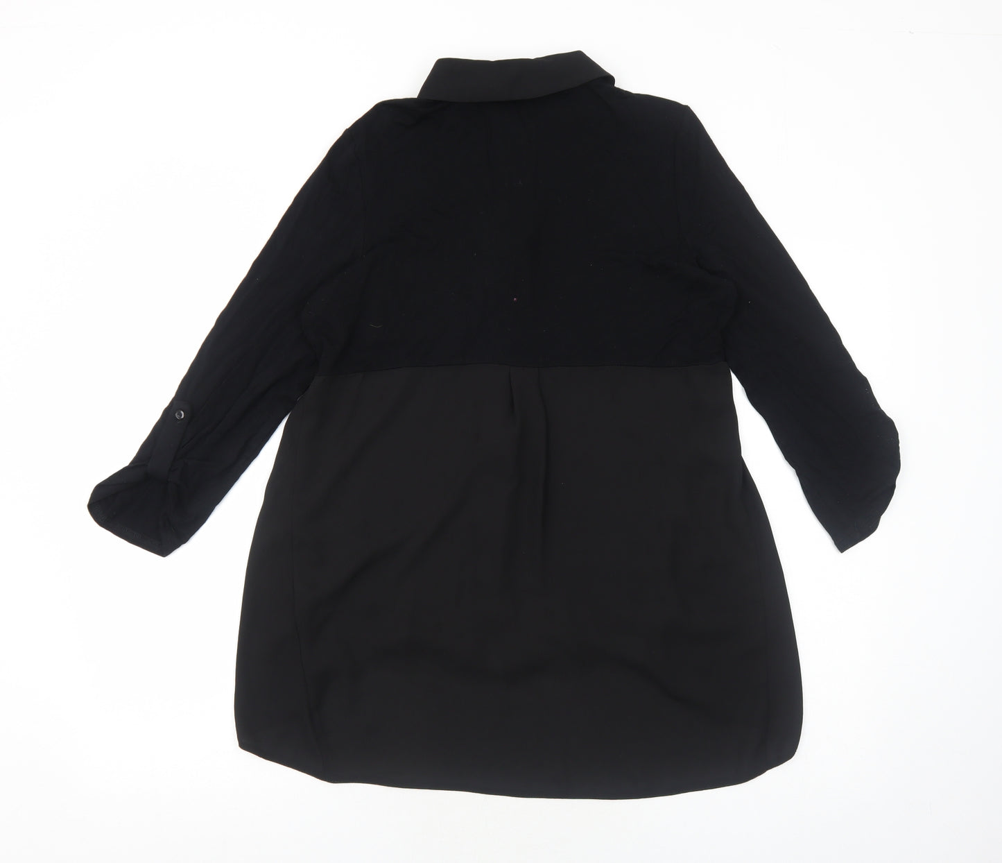TU Womens Black Viscose Basic Button-Up Size 14 Collared