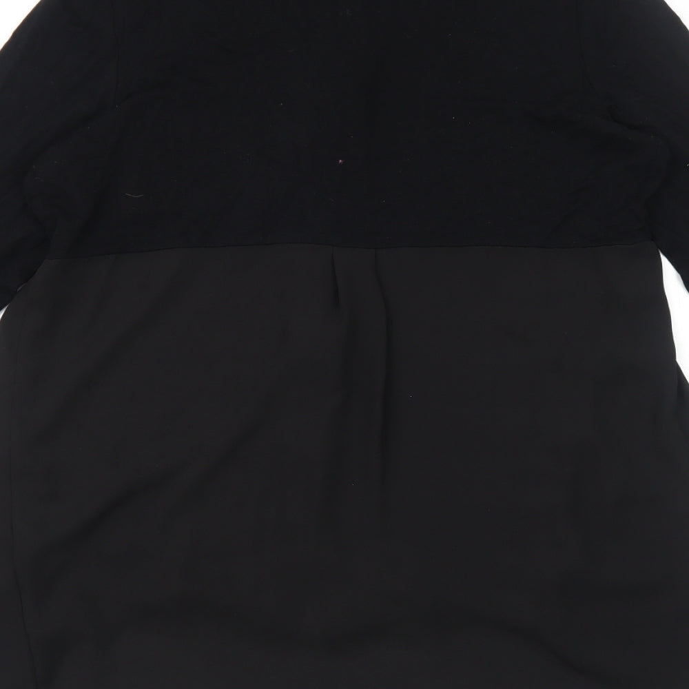 TU Womens Black Viscose Basic Button-Up Size 14 Collared