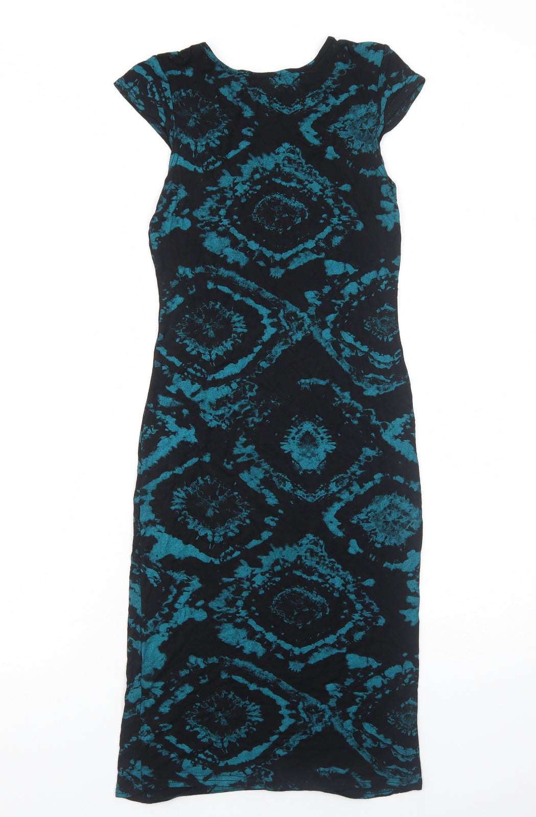 Sodamix Womens Blue Tie Dye Viscose Bodycon Size 10 Round Neck Pullover