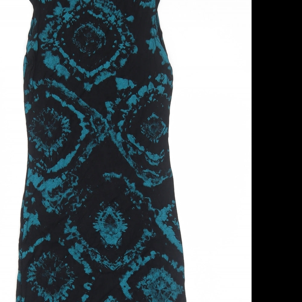 Sodamix Womens Blue Tie Dye Viscose Bodycon Size 10 Round Neck Pullover