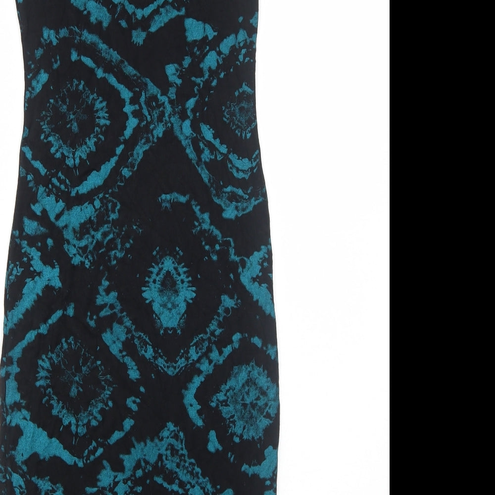 Sodamix Womens Blue Tie Dye Viscose Bodycon Size 10 Round Neck Pullover