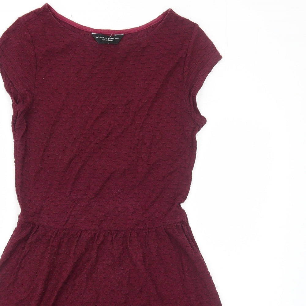 Dorothy Perkins Womens Red Polyester Fit & Flare Size 8 Round Neck Pullover