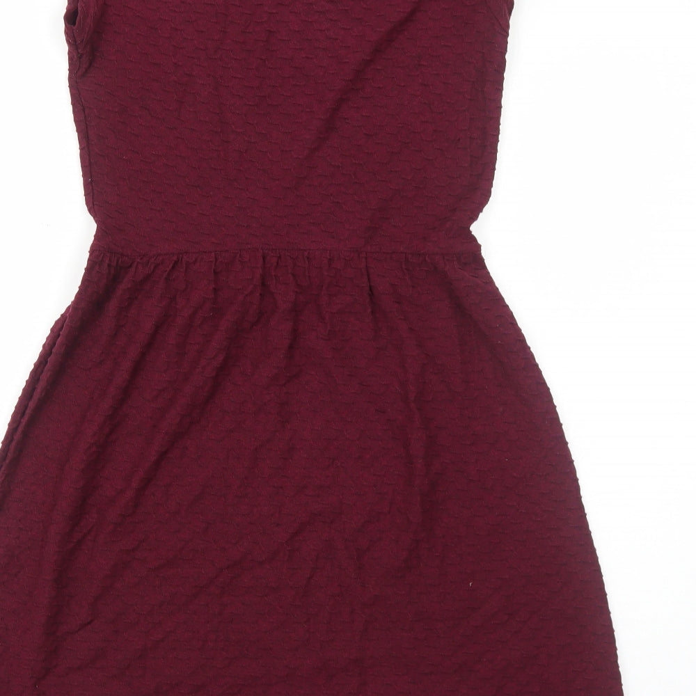 Dorothy Perkins Womens Red Polyester Fit & Flare Size 8 Round Neck Pullover