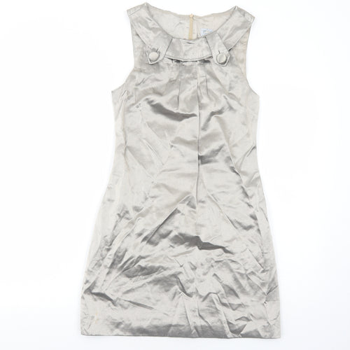 Oasis Womens Gold Polyester A-Line Size 10 Round Neck Zip