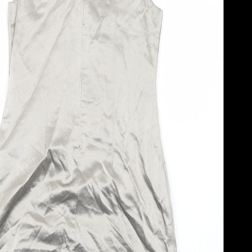 Oasis Womens Gold Polyester A-Line Size 10 Round Neck Zip