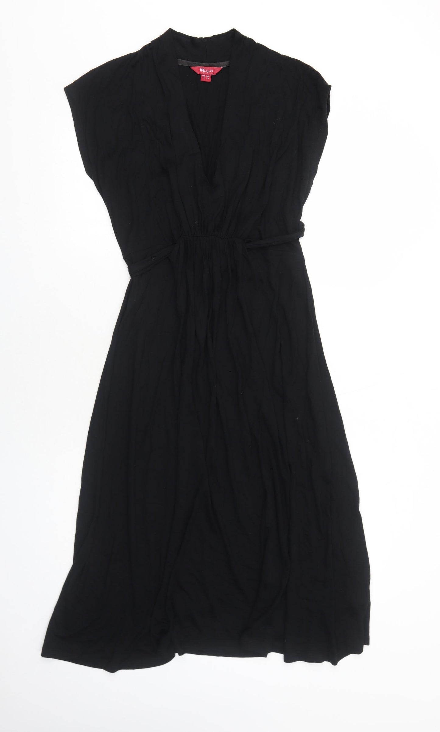 Monsoon Womens Black Viscose Trapeze & Swing Size 14 V-Neck Pullover