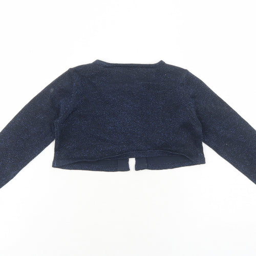 Marks and Spencer Girls Blue Round Neck Cotton Cardigan Jumper Size 2-3 Years Button