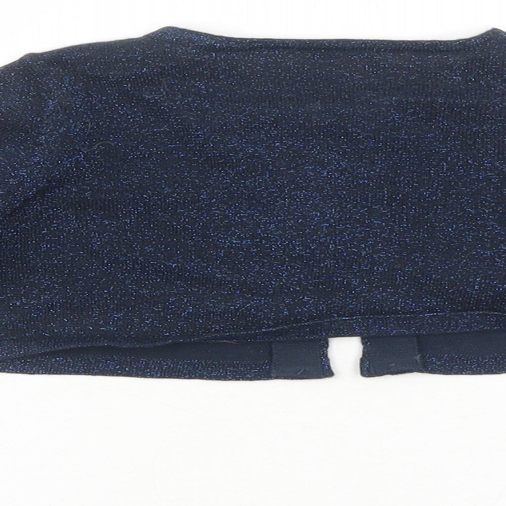 Marks and Spencer Girls Blue Round Neck Cotton Cardigan Jumper Size 2-3 Years Button