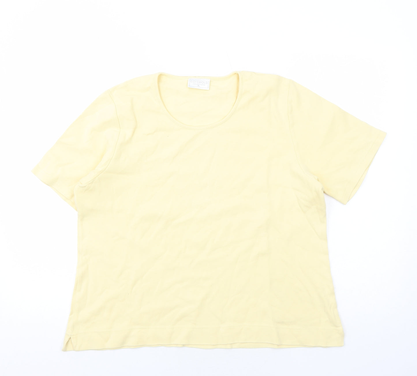 Cotswold Collections Womens Yellow Cotton Basic T-Shirt Size XL Scoop Neck