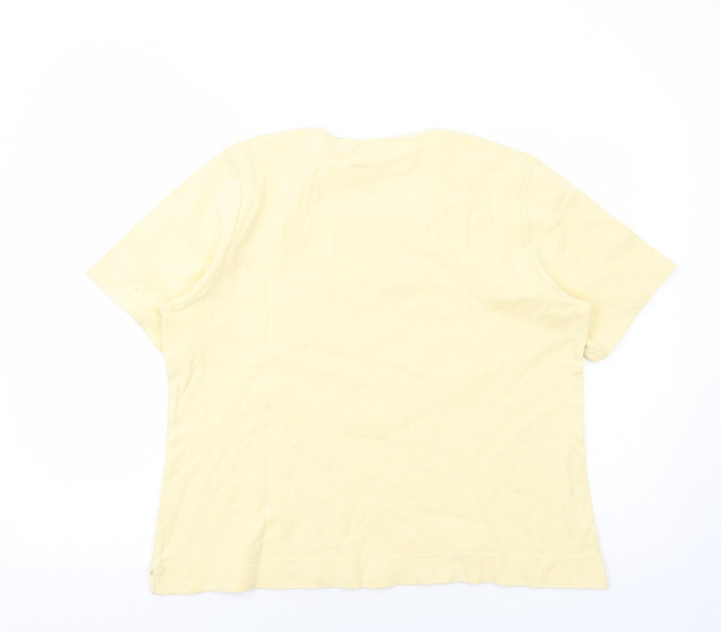 Cotswold Collections Womens Yellow Cotton Basic T-Shirt Size XL Scoop Neck