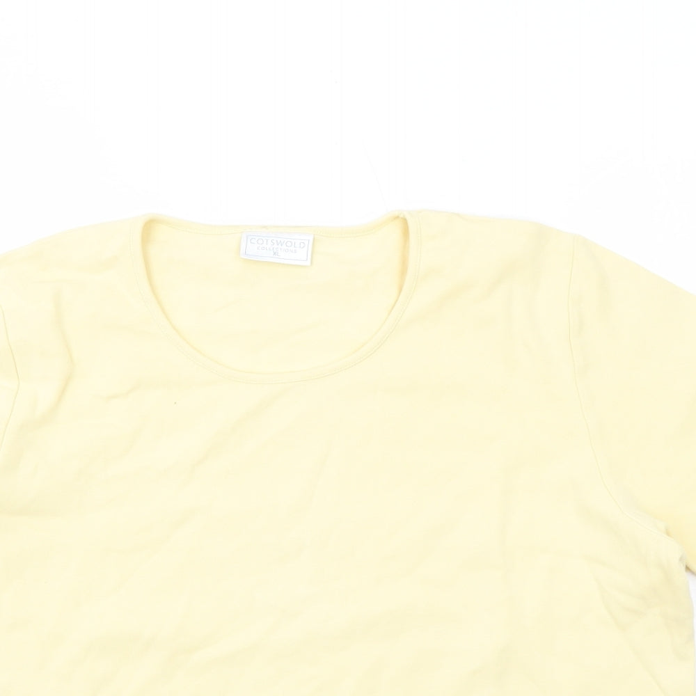 Cotswold Collections Womens Yellow Cotton Basic T-Shirt Size XL Scoop Neck