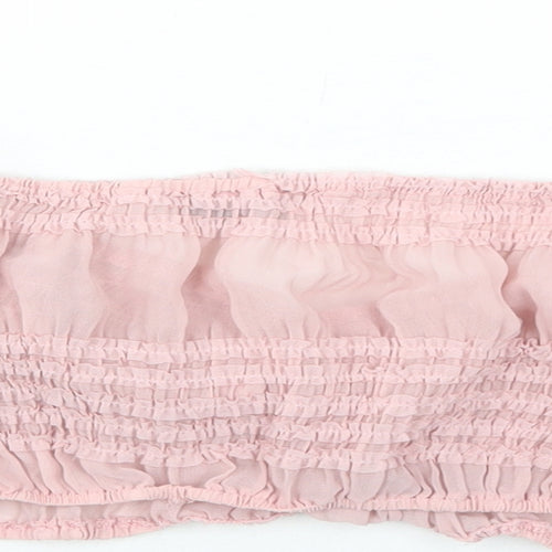 PRETTYLITTLETHING Womens Pink Polyester Cropped Blouse Size 6 Sweetheart