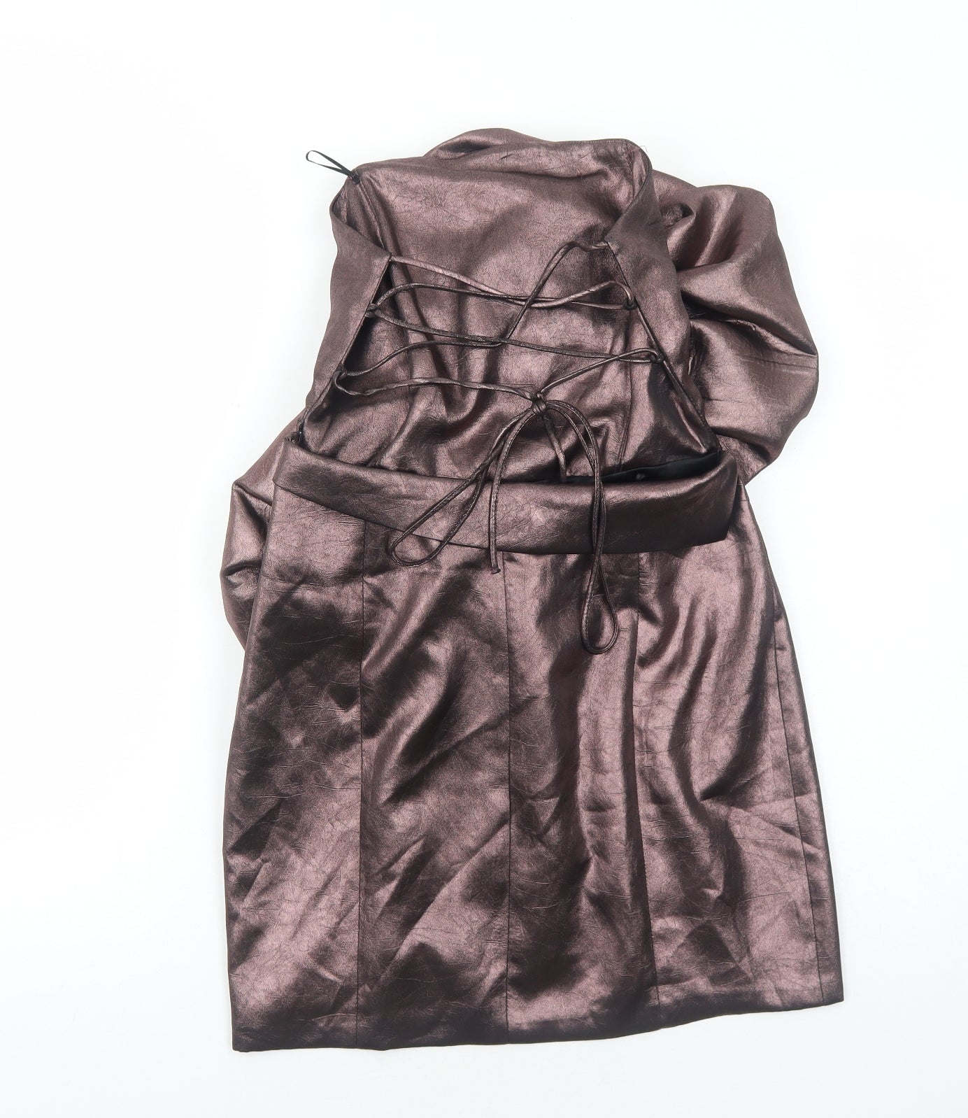 Zara Womens Purple Polyester A-Line Size M Square Neck Zip