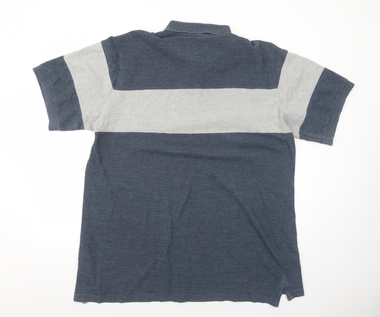 Jacamo Mens Blue Colourblock Cotton Polo Size 2XL Collared Button