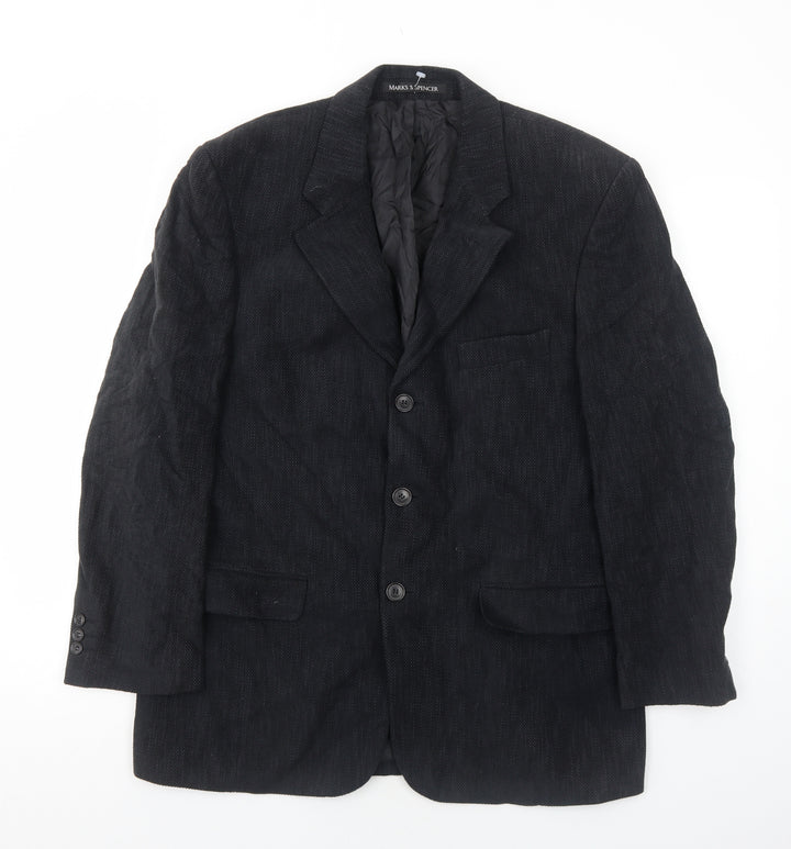 Marks and Spencer Mens Blue Cotton Jacket Blazer Size 40 Regular