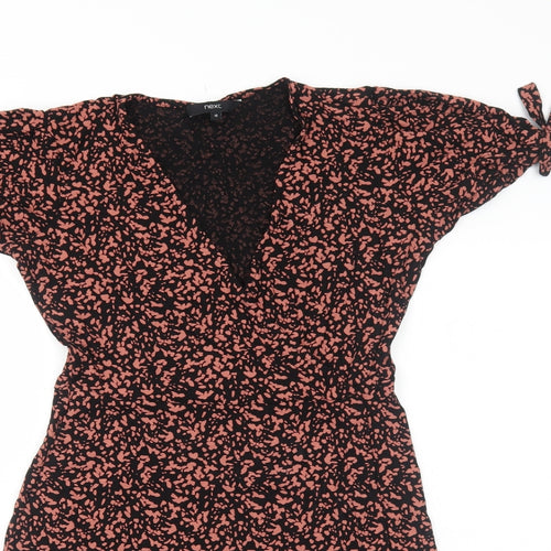NEXT Womens Black Geometric Viscose Trapeze & Swing Size 10 V-Neck Pullover