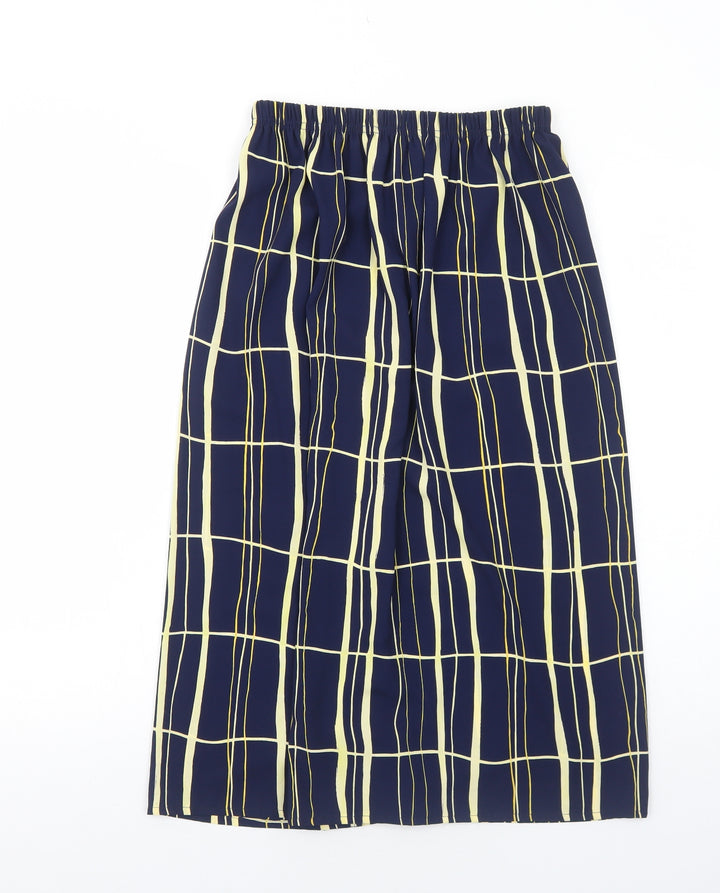 Preworn Womens Blue Geometric Polyester A-Line Skirt Size 14