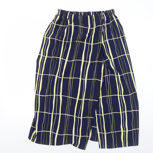 Preworn Womens Blue Geometric Polyester A-Line Skirt Size 14