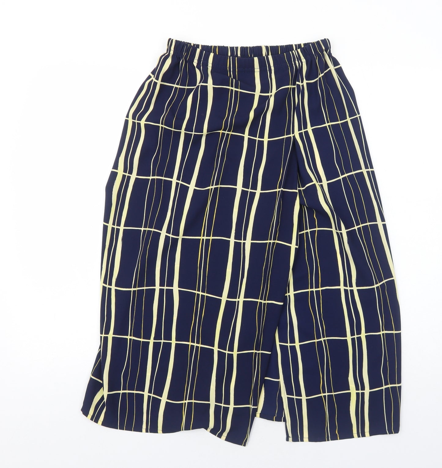 Preworn Womens Blue Geometric Polyester A-Line Skirt Size 14