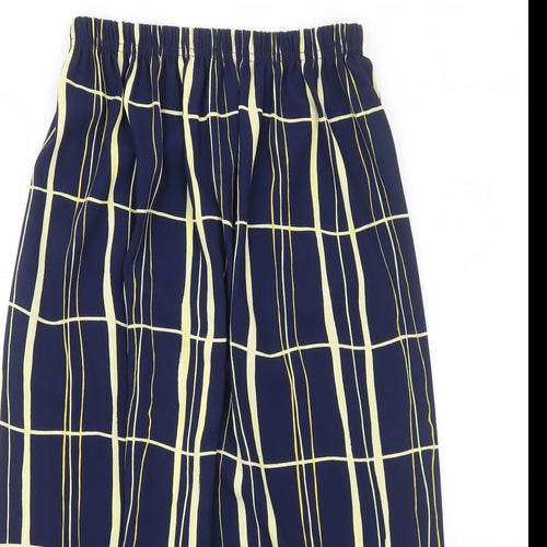 Preworn Womens Blue Geometric Polyester A-Line Skirt Size 14