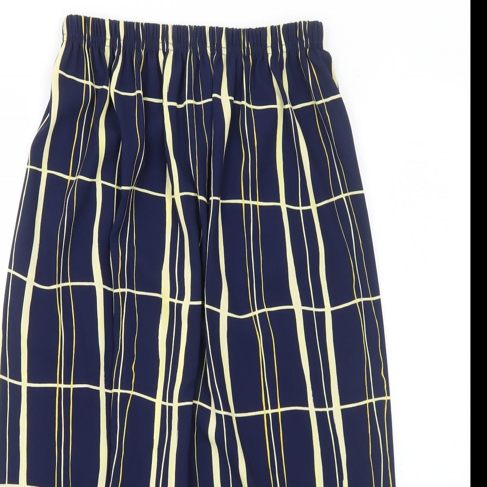 Preworn Womens Blue Geometric Polyester A-Line Skirt Size 14