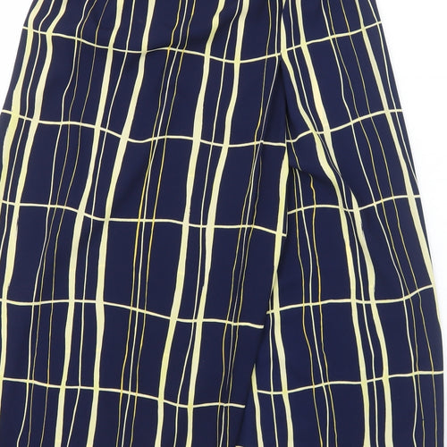 Preworn Womens Blue Geometric Polyester A-Line Skirt Size 14