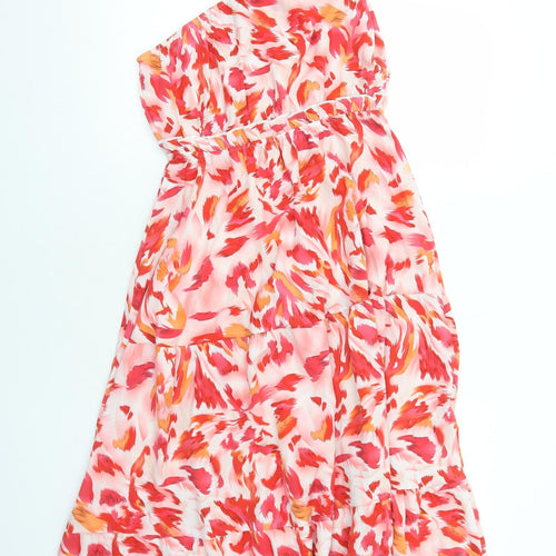 SheIn Womens Red Geometric Polyester Trapeze & Swing Size S One Shoulder Pullover
